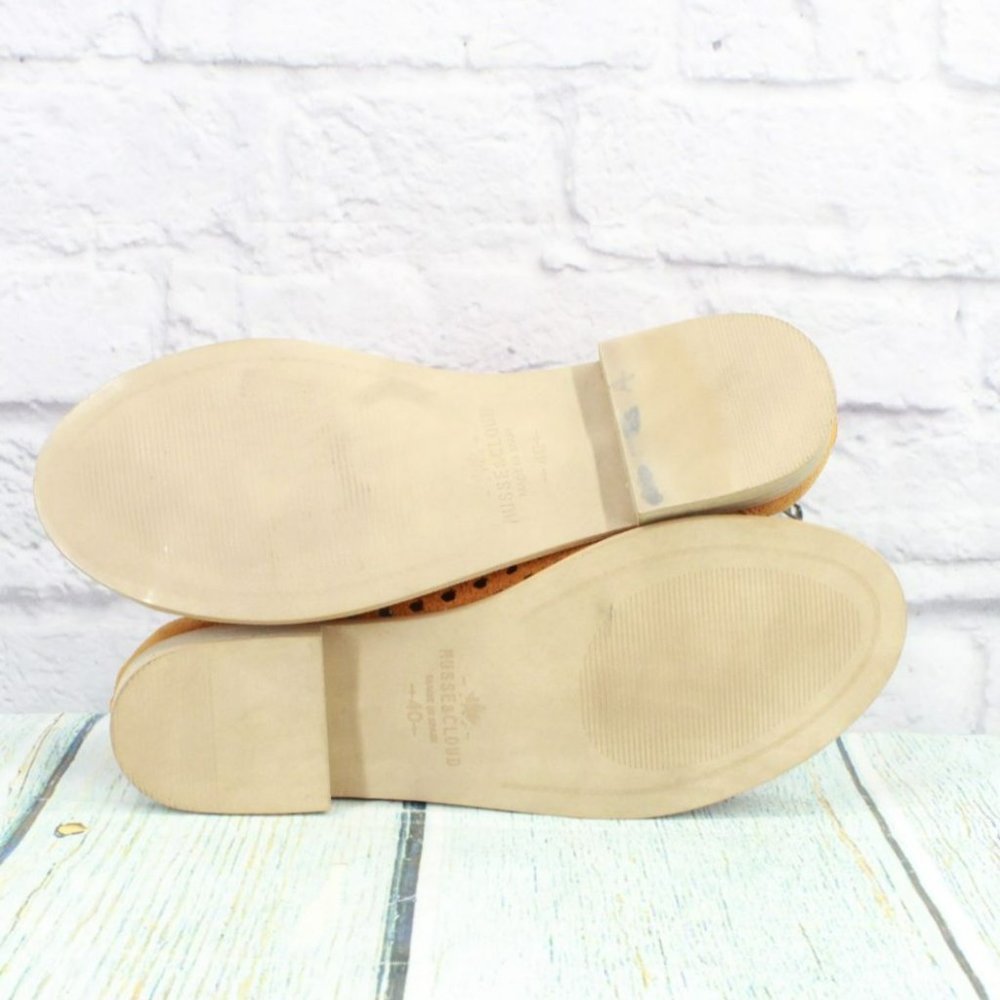 Musse & Cloud Aiden Orange Leather Back Zip Perforated Peep Toe Sandals Size 9 - Picture 9 of 9